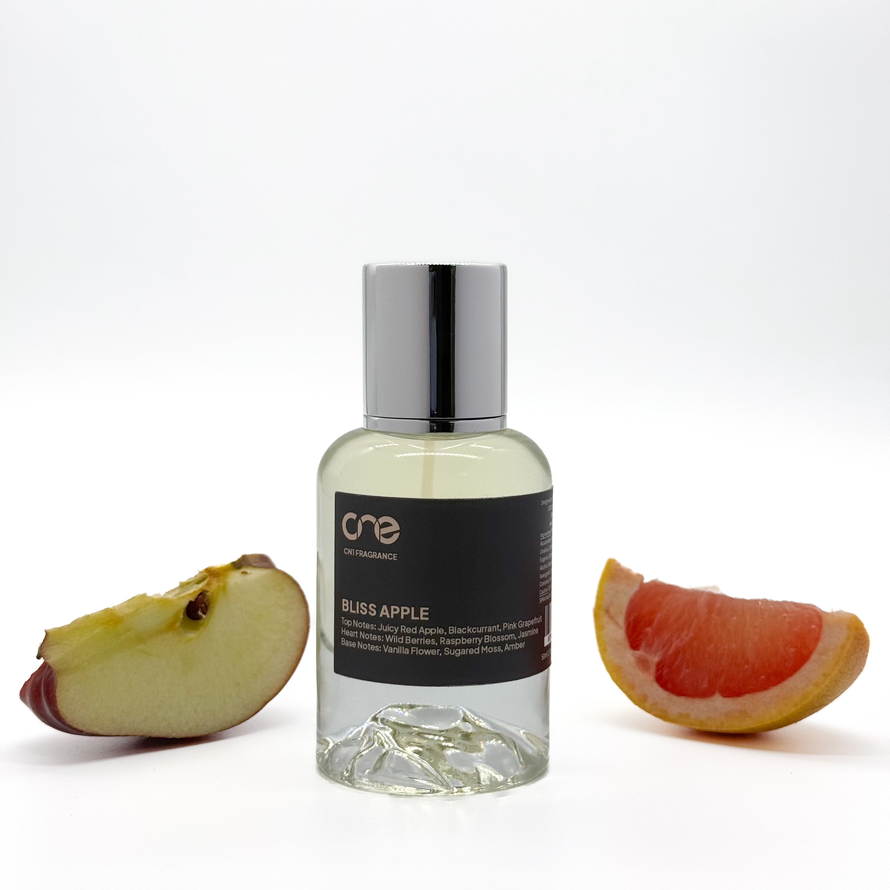 Bliss Apple by CN1 Fragrance – A refreshing blend of crisp apple, floral notes, and a hint of sweetness, capturing the essence of a bright, rejuvenating fragrance.