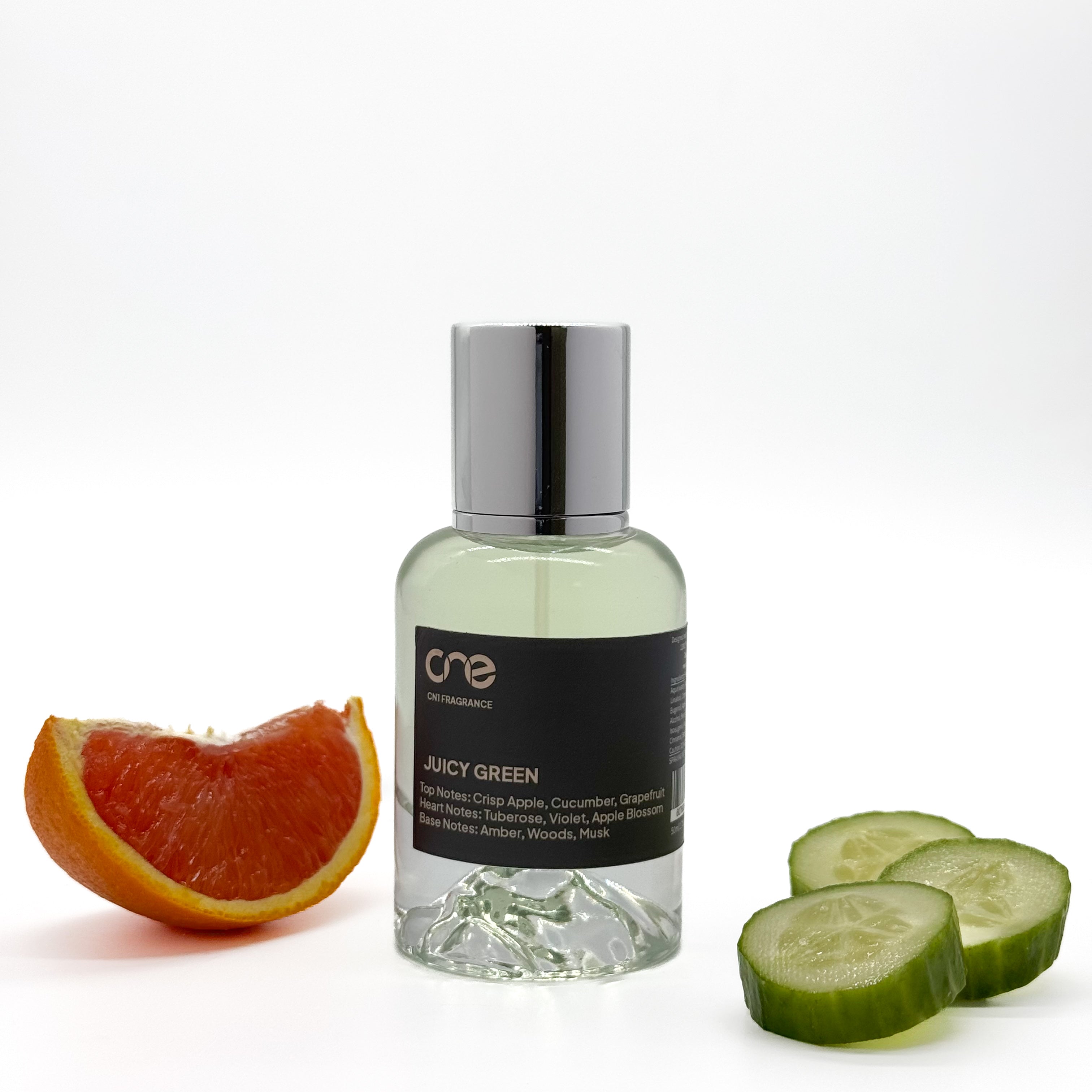 Juicy Green by CN1 Fragrance – A fresh, invigorating scent featuring notes of crisp green apple, zesty citrus, and soft florals, capturing the essence of a lively, rejuvenating experience.